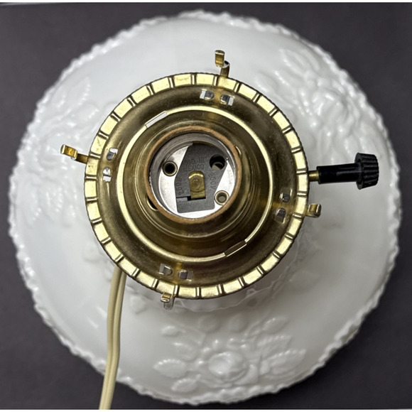 EAPG Dithridge Colonial OMN Rose Wreath Milk Glass Rose Wreath Lamp Base As-Is - Picture 11 of 15